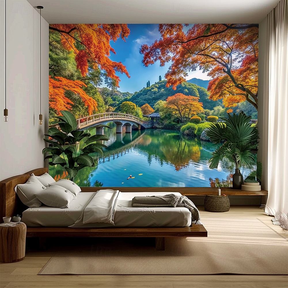 Tapestry Blanket Wall Hangings Landscape Nature Bridge Lake 3D Bedroom Living Room Dorm Teens Room College Dorm Guys Man Cave Frat Bedroom Home Decor 2026 - $21.99 –P3
