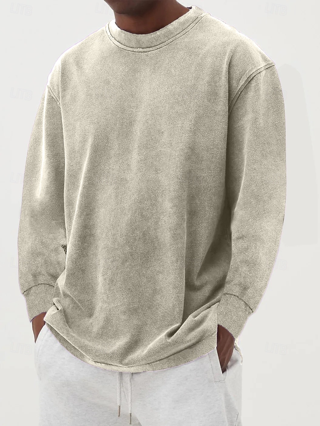 Herren T-Shirt Langarmshirt Langarm Rundhalsausschnitt Herbst Winter Retro Einfarbig Mode Designer Nostalgisch Mode Jahrgang Urlaub Straße Ausgehen Schwarz Himmelblau Olive Top T-Shirt für Herren 2025 - $34.99 –P11