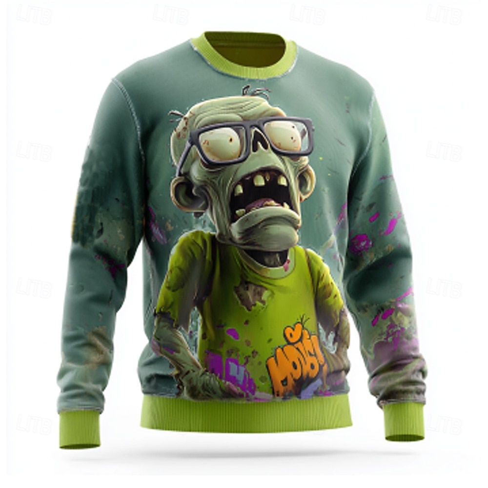 Halloween Herr Zombier Pullover tröja Stickat Rund halsringning Ledigt Semester Dagligen 3D-utskrift Stickat Håller värmen Långärmad Vår Höst Vinter Grön 1# Grön 2# Grön 3# 2025 - $28.99 –P3