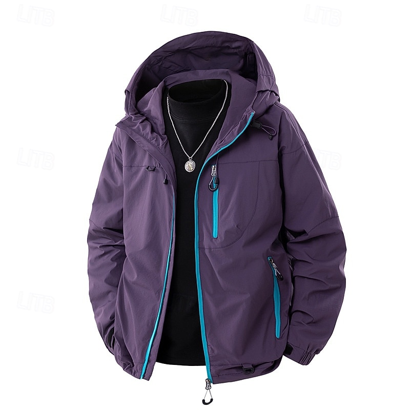 Herren 2in1 Regenjacke Sport Jacke Wanderjacke Windjacke Sport im Freien Campen und Wandern Wasserdicht Windjacke Reißverschluss Tasche Herbst Winter Ganzjahres Einfarbig Aktiv Lässig Mit Kapuze 2026 - $59.99 –P9