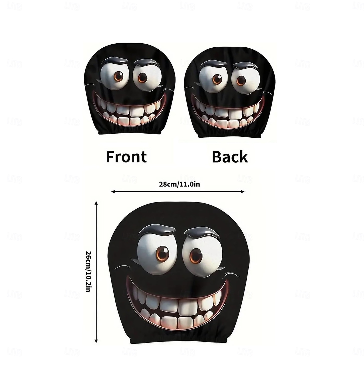 2 τεμάχια αστεία καλύμματα προσκέφαλων αυτοκινήτου με κινούμενα σχέδια, καθολική εφαρμογή, αστεία καλύμματα προσκέφαλων καθισμάτων αυτοκινήτου με μεγάλα μάτια και γελαστό σχέδιο, προστατευτικό διπλής 2025 - $4.99 –P4
