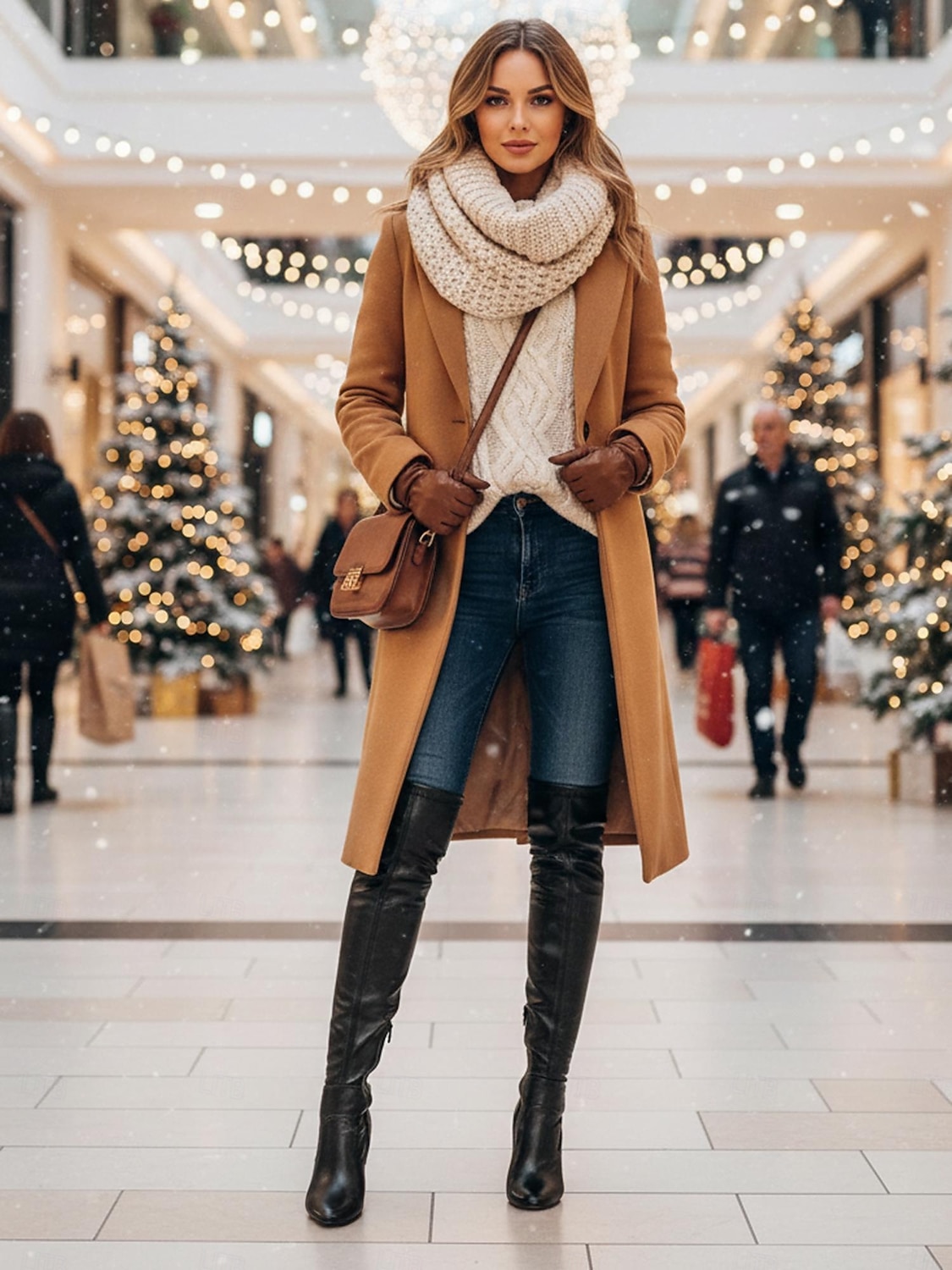 Botas femininas de couro sintético preto, cano alto, com salto grosso, sexy e ousadas para festas, baladas e encontros noturnos. de 2026 por $42.99 –P1