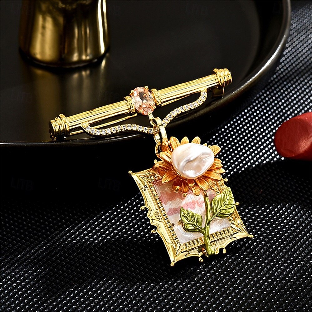 Prom Brooch Brooches Classic Retro Floral Vintage Artistic Brooch Jewelry Gold For ...