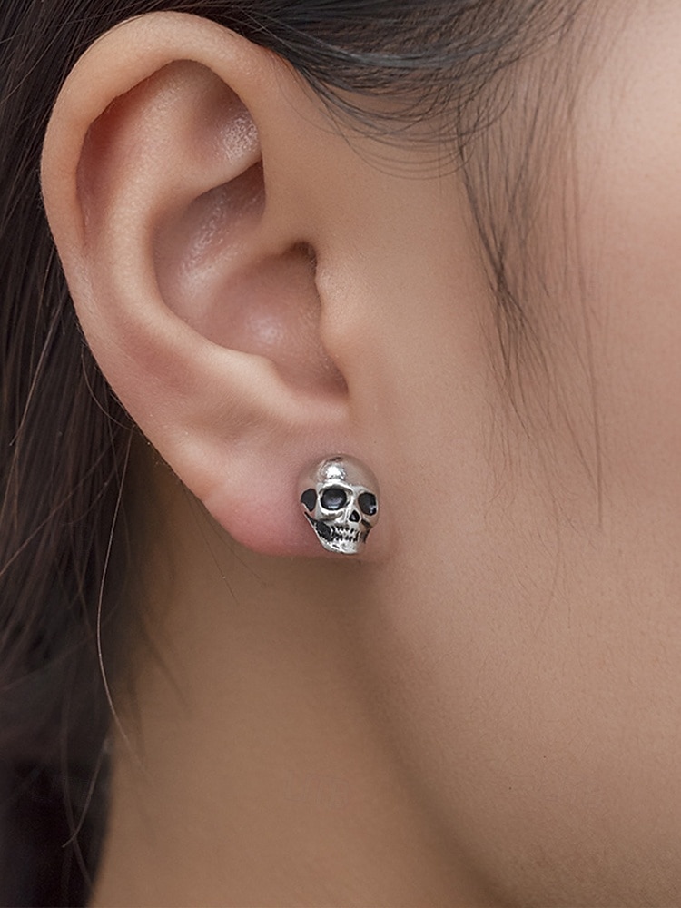 Boucles d'oreilles à tige en forme de tête de mort pour femme, style gothique punk, en alliage, pour fêtes, cosplay et costumes de 2025 ? $7.99 –P2
