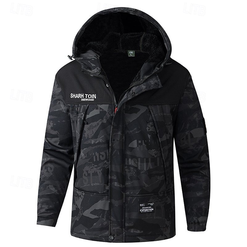 Per uomo Giacca da escursionismo Giacca in Pile Giacca imbottita Set termico Inverno All'aperto Mimetico Calore Termico Impermeabile Antivento Top Nero Verde del 2025 a $69.99 –P13