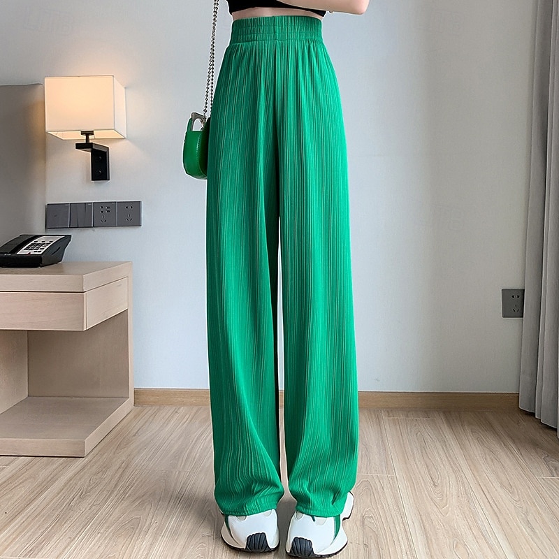 Per donna Gamba larga Pantaloni Pantaloni Palazzo Moda Streetwear Lunghezza intera Vita Alta Semplice Elastico in vita Traspirabilità Confortevole Streetwear Abbigliamento quotidiano Uscire Nero del 2025 a $14.99 –P8