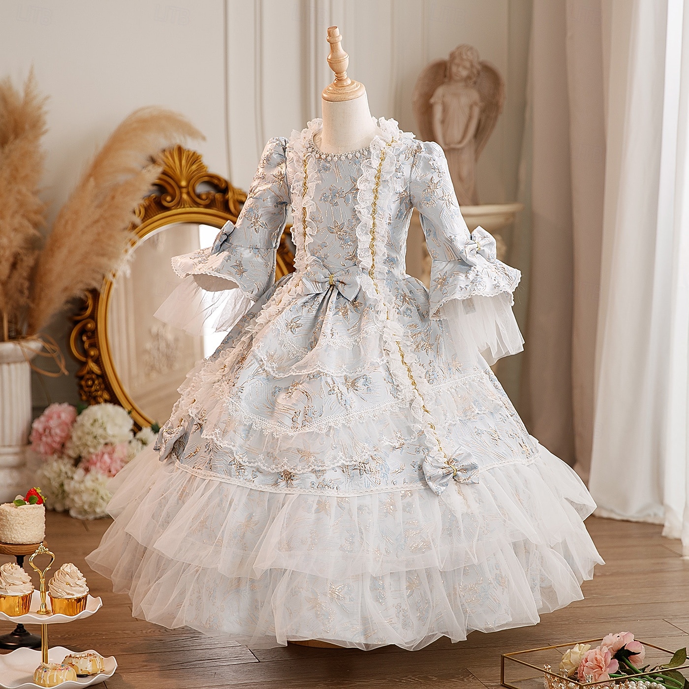 Rokoko Steampunk schick Maxi Partykostüm Zubehör Glockenärmel Prinzessin Schleife Retro Ballkleid Spitzkragen Kostüm Mädchen königlich Weihnachten Halloween Karneval Maskerade Hochzeitsfeier Festival 2026 - $170.99 –P3