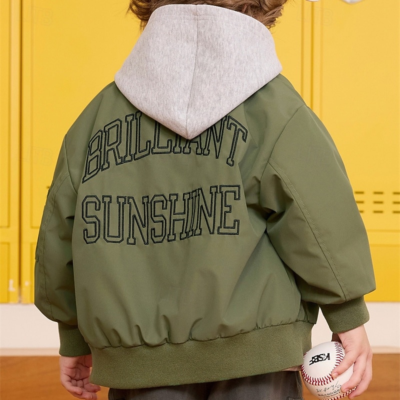 Kids Unisex Baseball Jackets Outerwear Letter Long Sleeve Zipper Pocket Comfort Soft Coat Outdoor Fashion Daily Black Green Spring Fall 4 years+ 2025 - $47.99 –P6