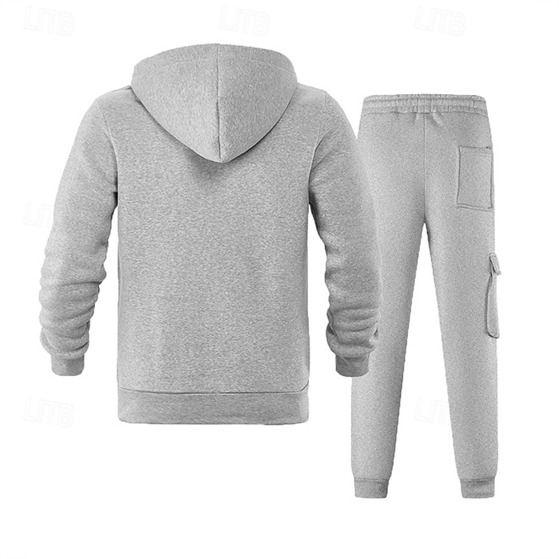 Homme Ensemble Survetement Ensemble de tenues Ensemble de sweats à capuche Sweat à Capuche Extérieur Quotidien Sports Cordon de serrage Avec Poches Uni Rouge vin Noir Blanche Polyester Tenues de Sport de 2026 ? $57.99 –P5