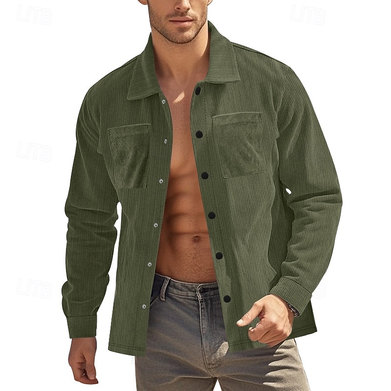 Homme Chemise Chemise Décontractée Chemise en velours côtelé Chemise Boutonnée Chemise Cargo Noir Vert Gris manche longue Col Rabattu Occasionnel Extérieur Avec Poches Vêtement Tenue ancien de 2026 ? $24.99 –P2