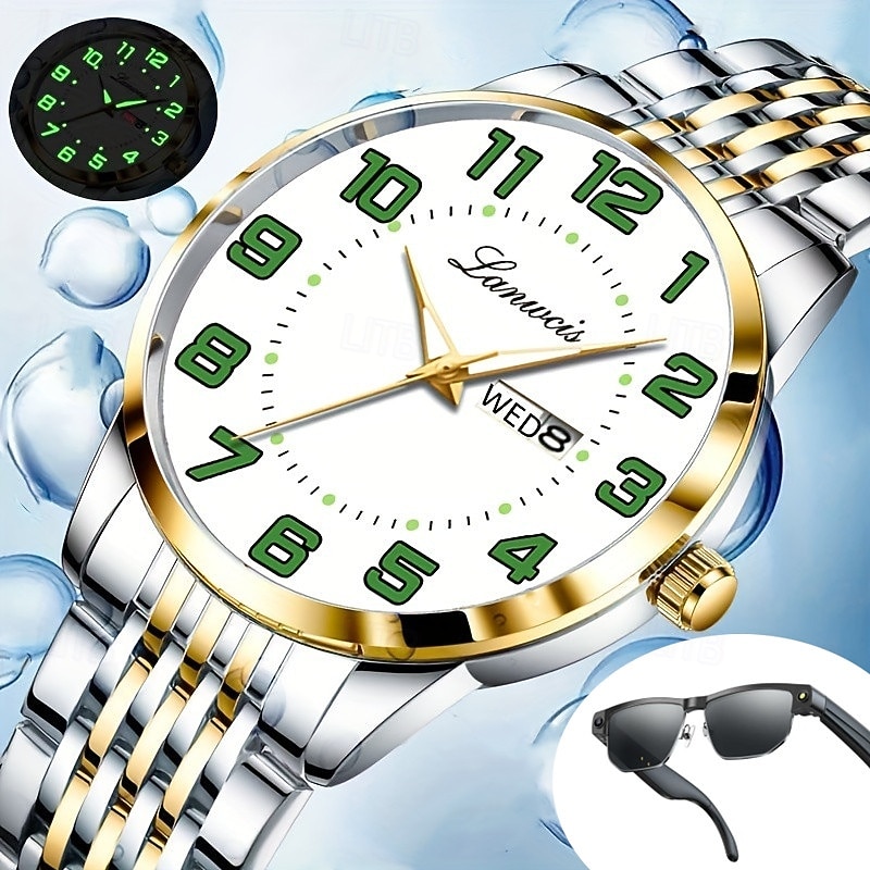 The New Stainless Steel Digital Large Dial Fashionable Men'S Business Watch With Ipx7 Water Resistance Luminous Calendar Day Display Casual Quartz Watch Simple And Versatile Men'S Sports Wristwatch 2026 - $19.99 –P1