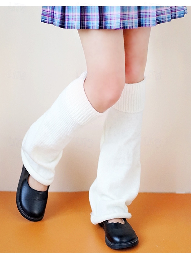 Chaussettes souples en tricot pour femmes, jambières évasées pour l'automne et l'hiver, couvre-chaussettes mi-mollet de couleur unie, chauffe-jambes tendance de style étudiant de 2026 ? $10.99 –P2