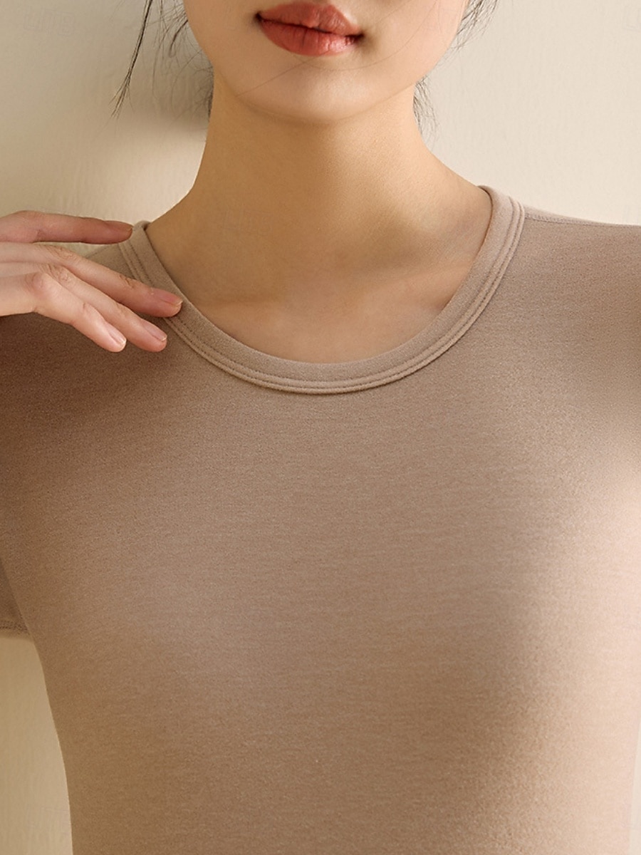 Γυναικεία Ισοθερμικά εσώρουχα Σετ Πυτζάμες Καθημερινό Ανατομικό Μονόχρωμες Ελαστική μέση Παντελόνι Σπίτι Καθημερινά Μακρυμάνικο Στρογγυλή Ψηλή Λαιμόκοψη 2026 - $28.99 –P4