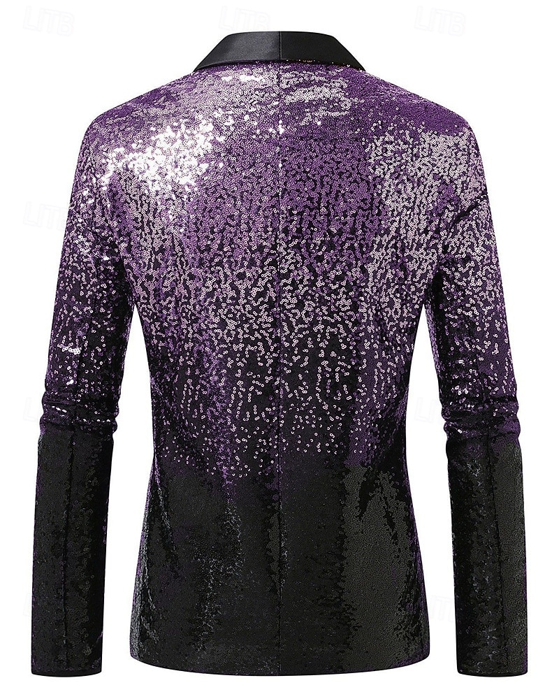 رجالي سترة عمل حفلة كوكتيل حفلة الزفاف موضة كاجوال الربيع الخريف بوليستر تدريجي ترتر جيب مريح صدر فردي سترة رياضية أزرق أرجواني ذهبي أخضر 2025 - $84.99 –P14