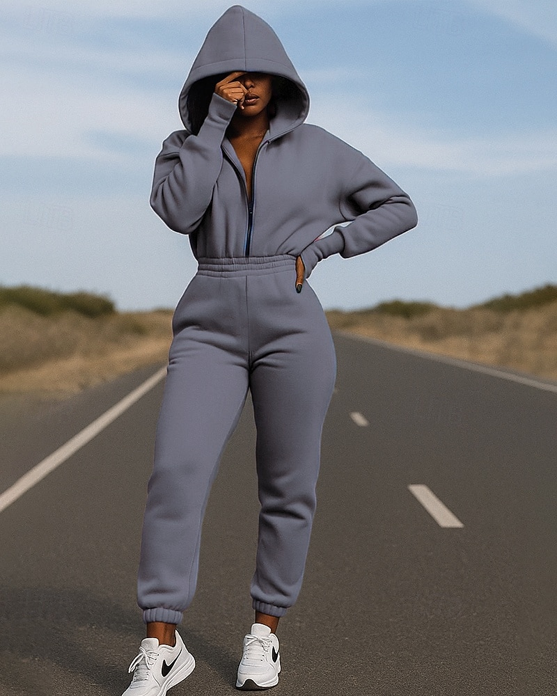 Mujer Sudadera con capucha de una pieza Conjuntos de mono Otoño Cerrar Color sólido Trajes de Yoga Blanco Verde Ejército Senderismo Vocación Al Aire Libre Manga Larga Deporte Ropa de Deporte 2025 - $28.99 –P7