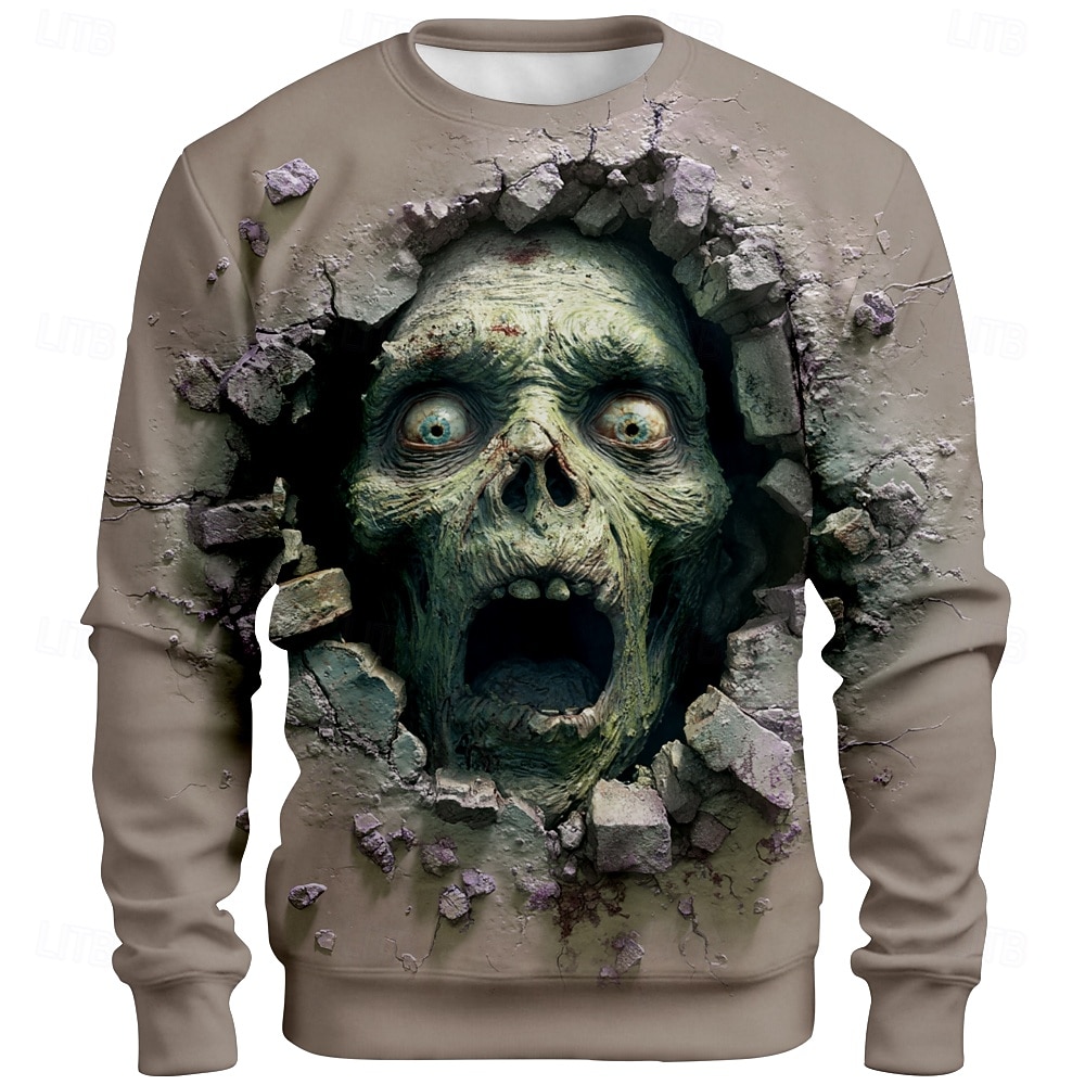 Halloween Pánské Zombie 3D Mikina Punk Večírek Tričkový Dovolená Světle zelená Trávová zelená Výstřih ke krku 3D Celý rok Návrhář 2025 - $30.99 –P2