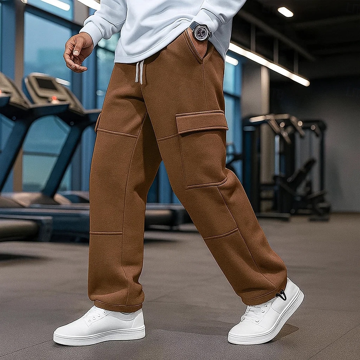 2025年 男性用 カーゴパンツ スウェットパンツ フリースパンツ ワイドレッグスウェットパンツ アスレチックパンツ ドローストリング 弾性ウエスト マルチポケット 平織り 吸汗性 高通気性 全長 アウトドア スポーツ・アウトドア カジュアル 旅行度假风 ファッション ブラック ネイビーブルー コレクション – $20.99 –P2