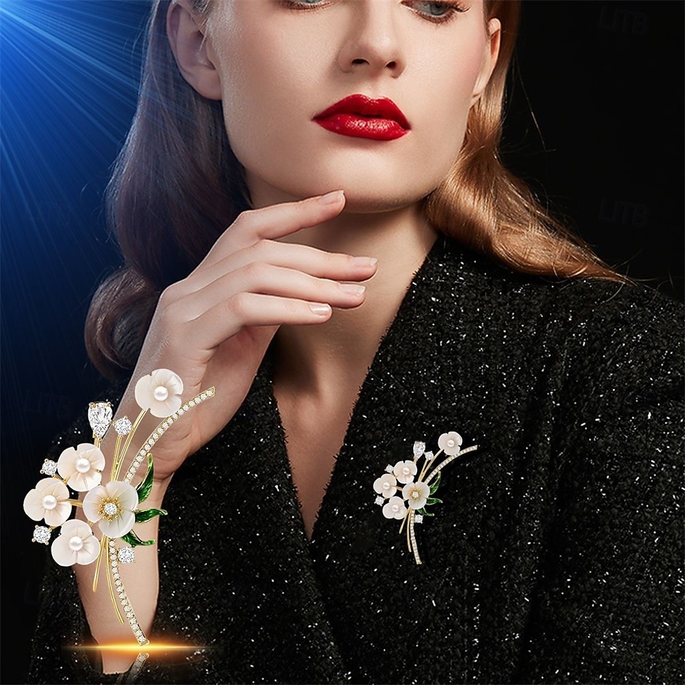 Broches Klassiek Retro meetkundig Bloem Elegant Modieus Gepersonaliseerde Eenvoudig Broche Sieraden Wit Voor Bruiloft Feest Lahja Verloving Schoolfeest Festival 2026 - $34.99 –P4