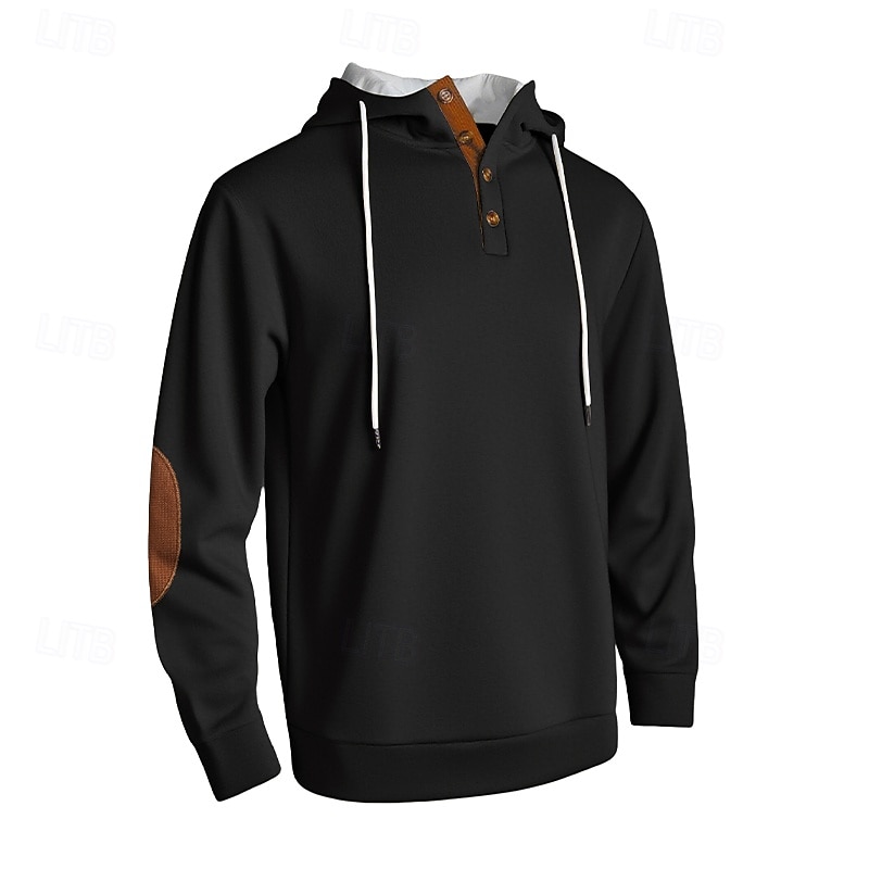 Men's Hoodie Pullover Hoodie Sweatshirt Button Up Hoodie Black Navy Blue Royal Blue Khaki Light Grey Hooded Plain Patchwork Color Block Sports & Outdoor Casual Daily Streetwear Cool Sportswear Spring 2026 - $28.99 –P3