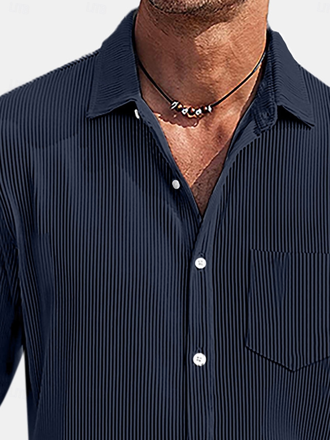 Hombre Camisa Camisa casual Camisa de Pana Abotonar la camisa Azul Marino Manga Larga Plano Cuello Vuelto Casual Exterior Bolsillo Ropa Moda Casual 2026 - $29.99 –P3