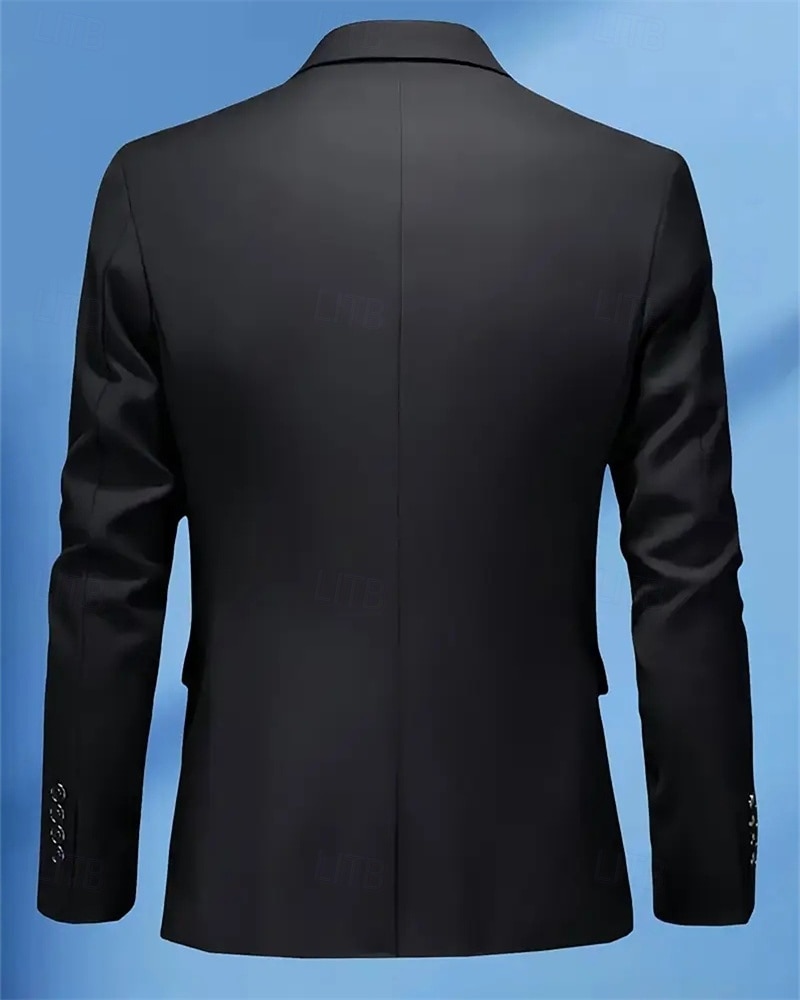 Herre Blazer Virksomhet Cocktailfest Bryllupsfest Mote Fritid Vår Høst Polyester عادي Lomme Knapper Bekvem Enkeltkneppet Blazer Svart Navyblå Himmelblå 2026 - $65.99 –P8