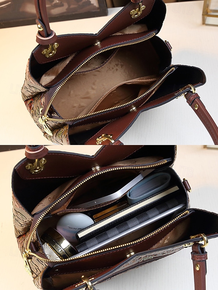 תיק יד וינטג' לנשים מעור דמוי עור עם עיצוב פרחוני מובלט - תיק כתף רטרו אלגנטי לנשים, חתונות, מסיבות ואירועים רשמיים 2026 - $79.99 –P8