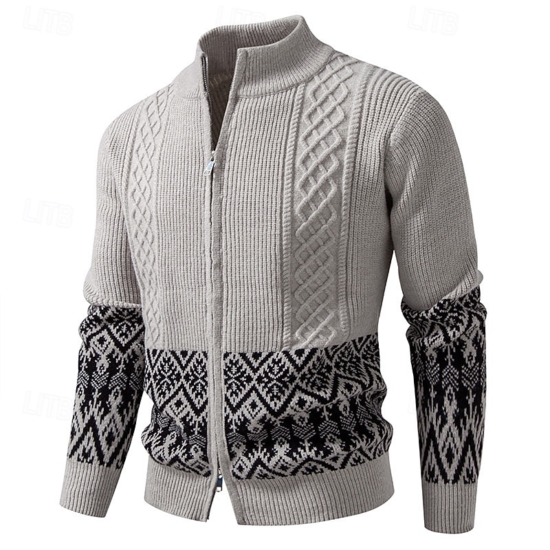 Per uomo Felpa Cardigan Maglione Fair Isle A Coste Treccia Maglia Top Regolari Patchwork Blocco di colore Semplice Collo alla coreana Vacanza Moda Casuale Abbigliamento quotidiano Abbigliamento del 2025 a $41.99 –P2