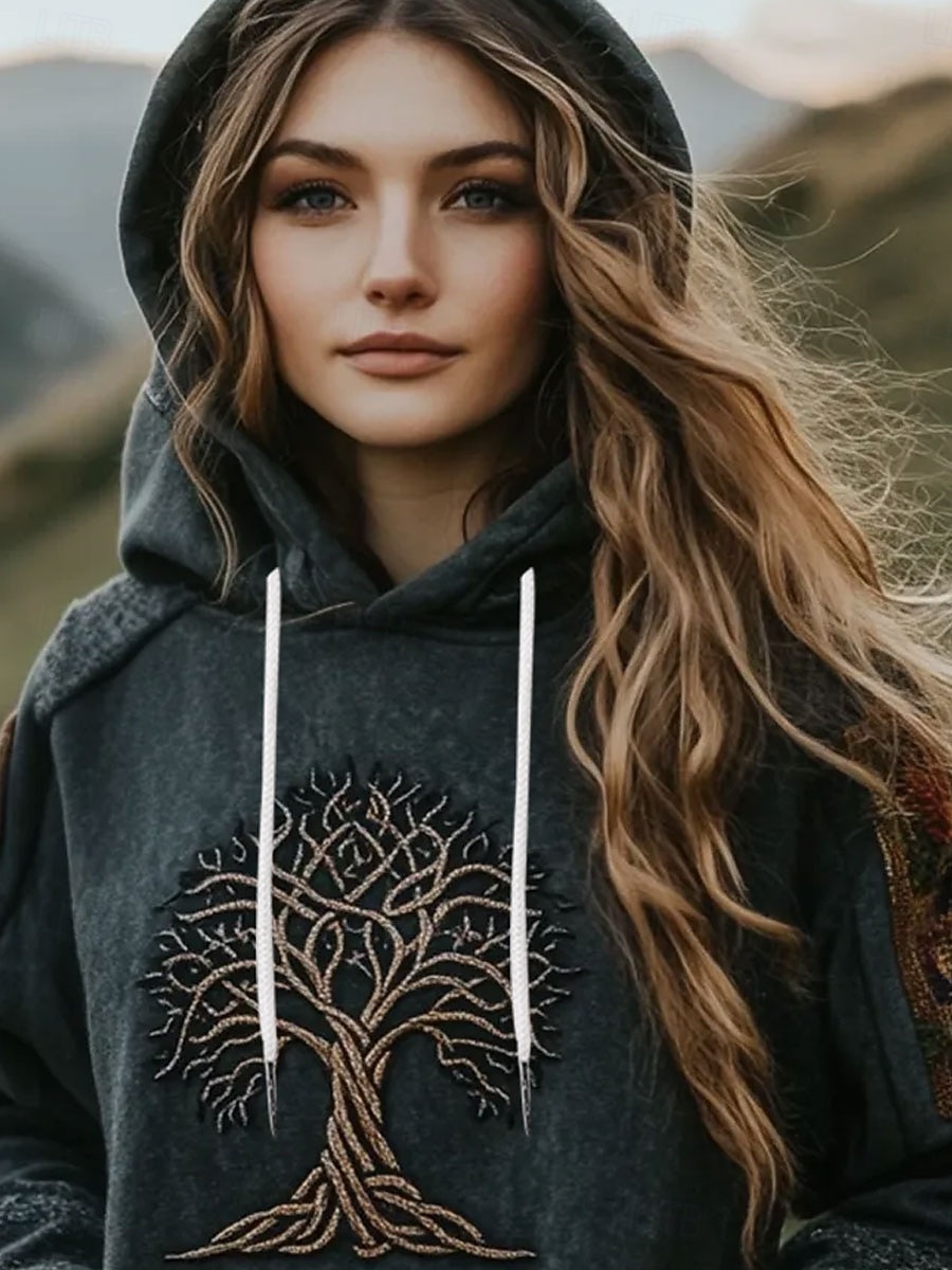 Per donna Felpa con cappuccio Grafico Tribale Casual Manica Lunga Con Cappuccio Top Regolari Casuale Abbigliamento da sera Streetwear Grigio scuro Primavera Autunno Inverno del 2026 a $32.99 –P2