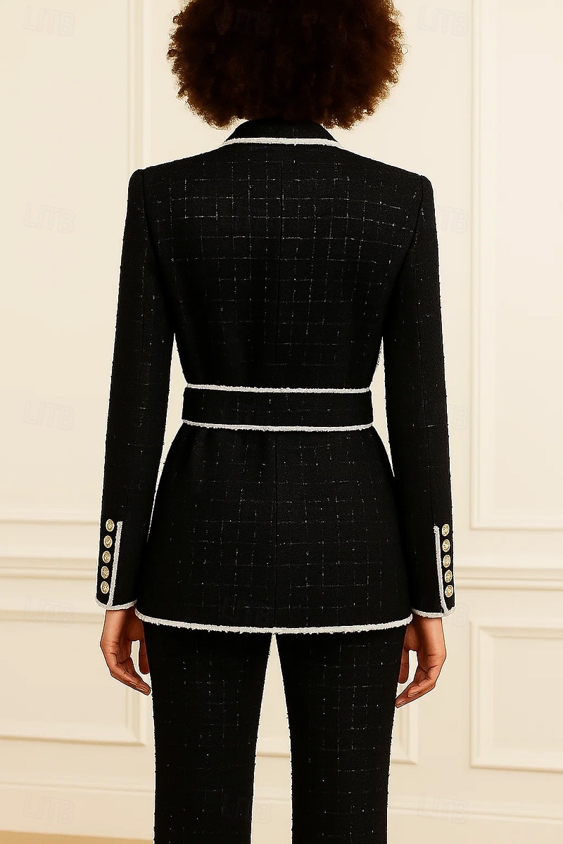 2025年 女性用ツイードブレザー、メタルボタン、スポーツコート、フォーマル、結婚式ゲスト用、ツイード、エレガント、長袖、ショールラペル、ダブルブレスト  コレクション – $129.99 –P2