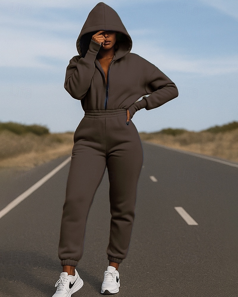 Mujer Sudadera con capucha de una pieza Conjuntos de mono Otoño Cerrar Color sólido Trajes de Yoga Blanco Verde Ejército Senderismo Vocación Al Aire Libre Manga Larga Deporte Ropa de Deporte 2025 - $28.99 –P6