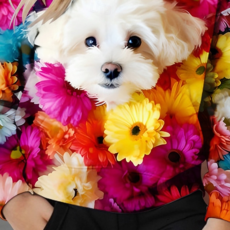 Girls' 3D Floral Dog Hoodie Long Sleeve Fall Winter Fashion Adorable Basic Kids 4-12 Years Hooded Outdoor Casual Daily Regular Fit 2026 - $19.99 –P3