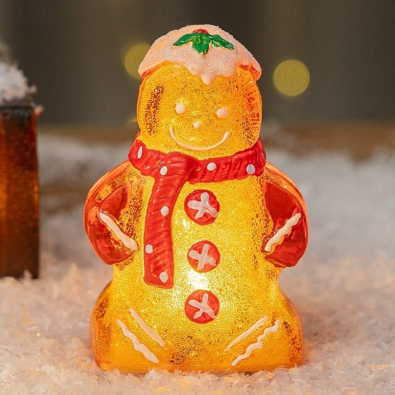 Crăciun drăguț om de turtă dulce lumină strălucitoare om de zăpadă Crăciun alimentat cu baterii ornamente de Crăciun cadou de Anul Nou decorațiuni interioare 2025 - $9.49 –P5
