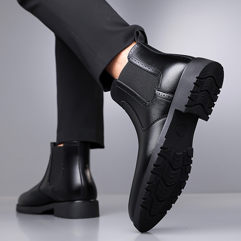 Homme Bottes Rétro Marche ancien Quotidien Cuir PU Confortable Bottes Mi-Mollet Mocassin Brun foncé Noir Printemps Automne de 2025 ? $54.99 –P17