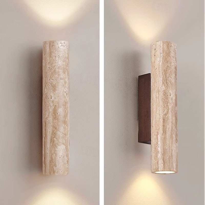 Apliques de pared de mármol con iluminación vertical y descendente, modernos apliques de pared para interiores, luz E26, barra lineal, iluminación de pared para dormitorio, lámpara cilíndrica de pared 2025 - $127.99 –P5