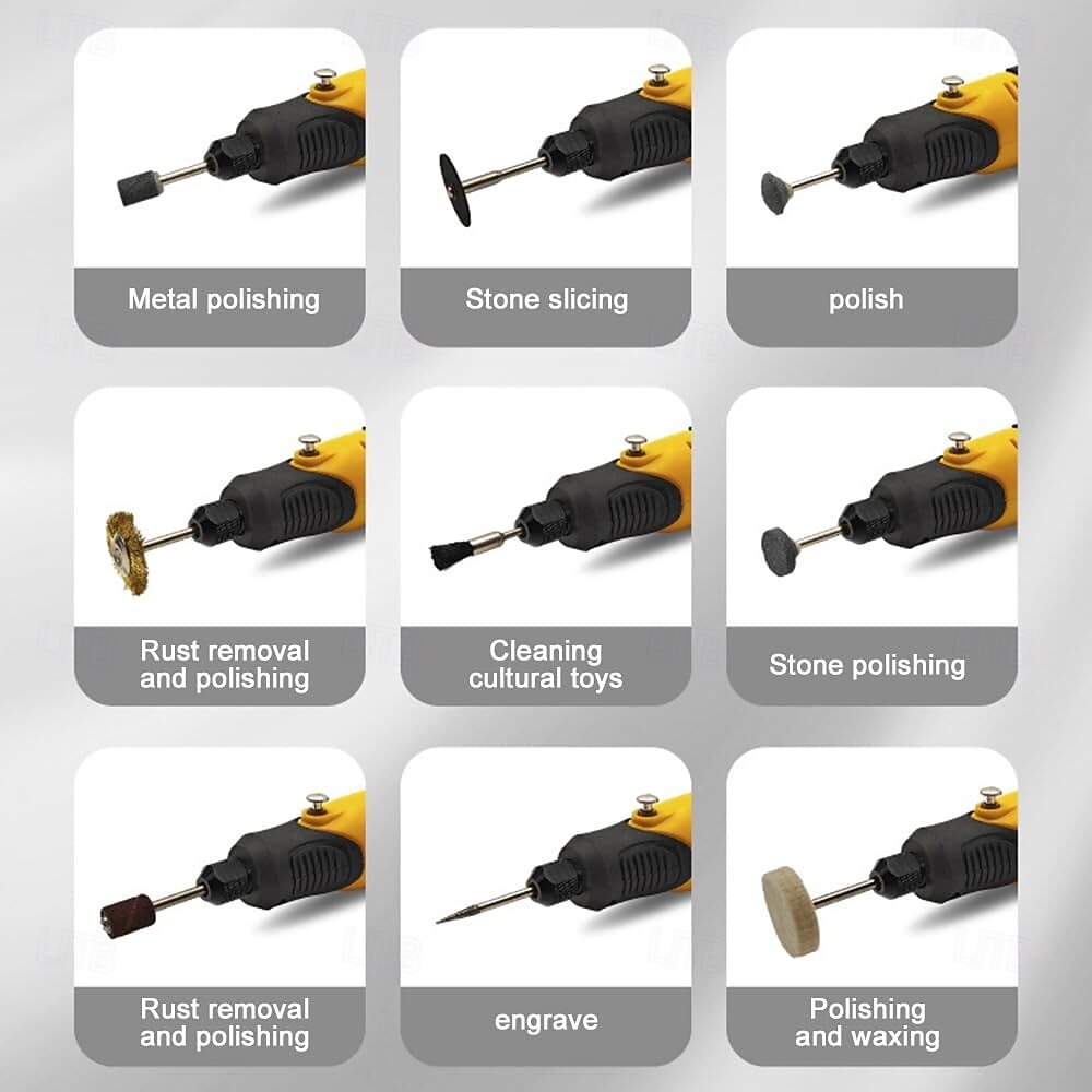 Miniaturowy elektryczny młynek, 3 regulowane prędkości, ładowany przez USB, zestaw narzędzi do rzeźbienia w jadeicie w drewnie, metalu, szkle, grawerowania, polerowania i majsterkowania z 57 2025 - $60.99 –P7