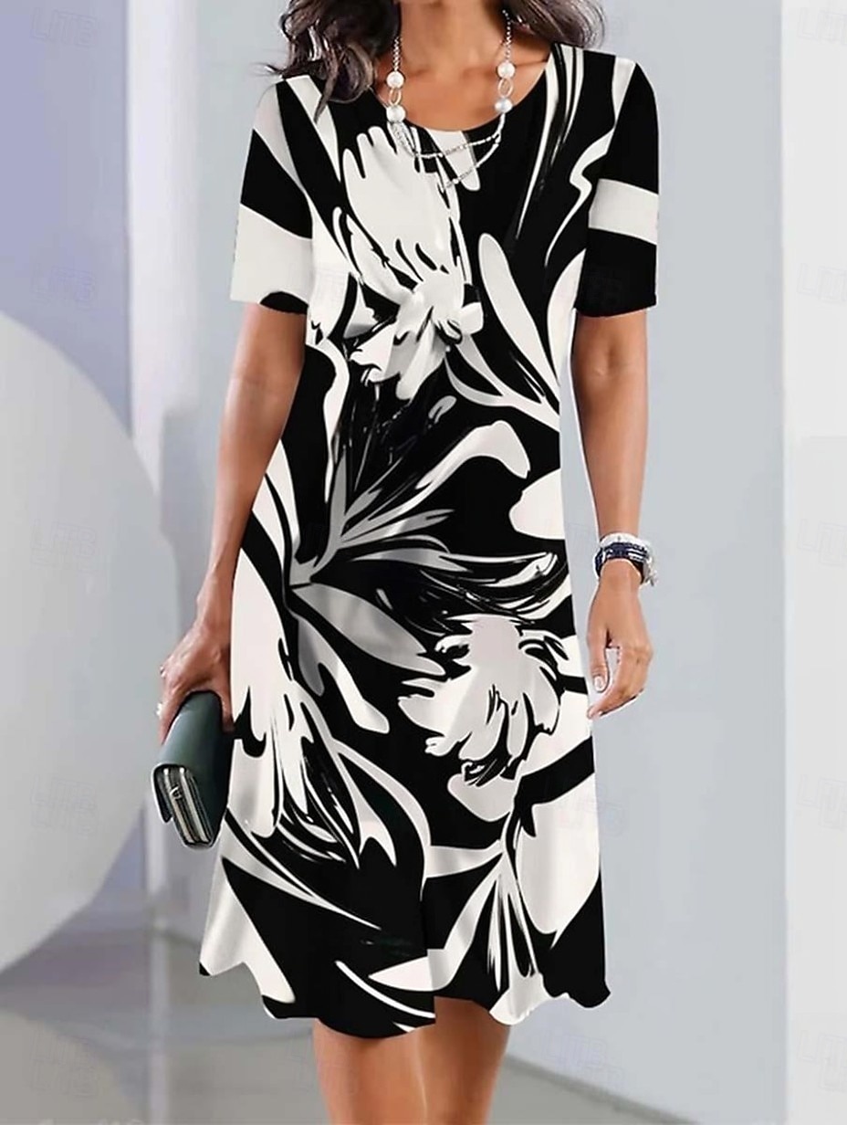 Damskie Sukienka midi Sukienka letnia Codzienny Na zewnątrz Wyjściowe Regularny Ombre Kolorowy blok Krótki rękaw W serek Czarny Rumiany róż Pomarańczowy Zielony Lato 2026 - $34.99 –P1