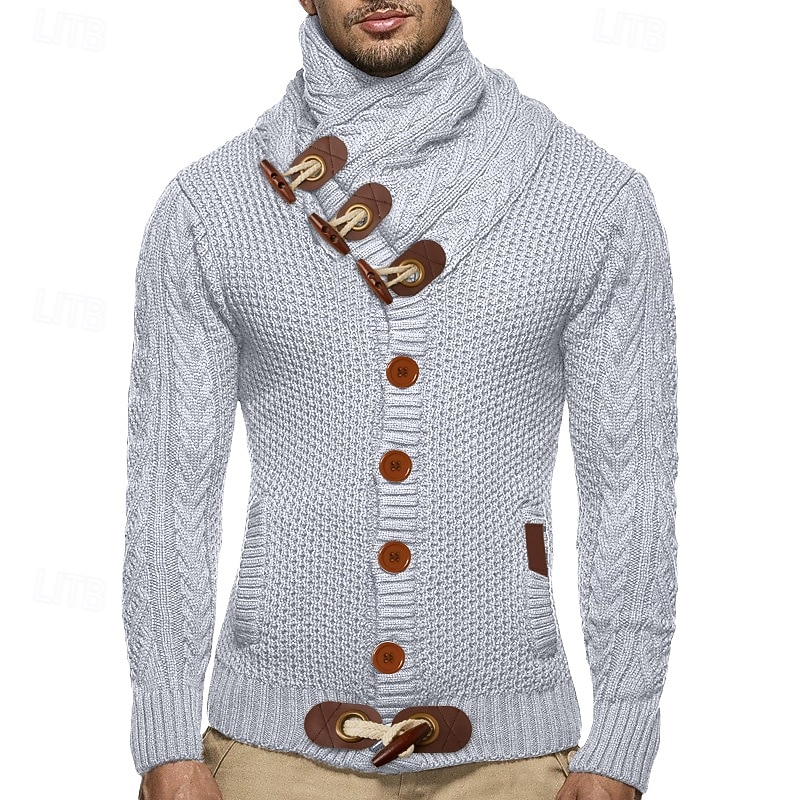 Homens Suéter Carregam Suéter de gola alta Estriado Tricotar lenço Listrado Gola Alta à moda Contemporâneo Moderno Dia a Dia Casual Roupa Inverno Preto Branco S M L de 2026 por $43.99 –P2