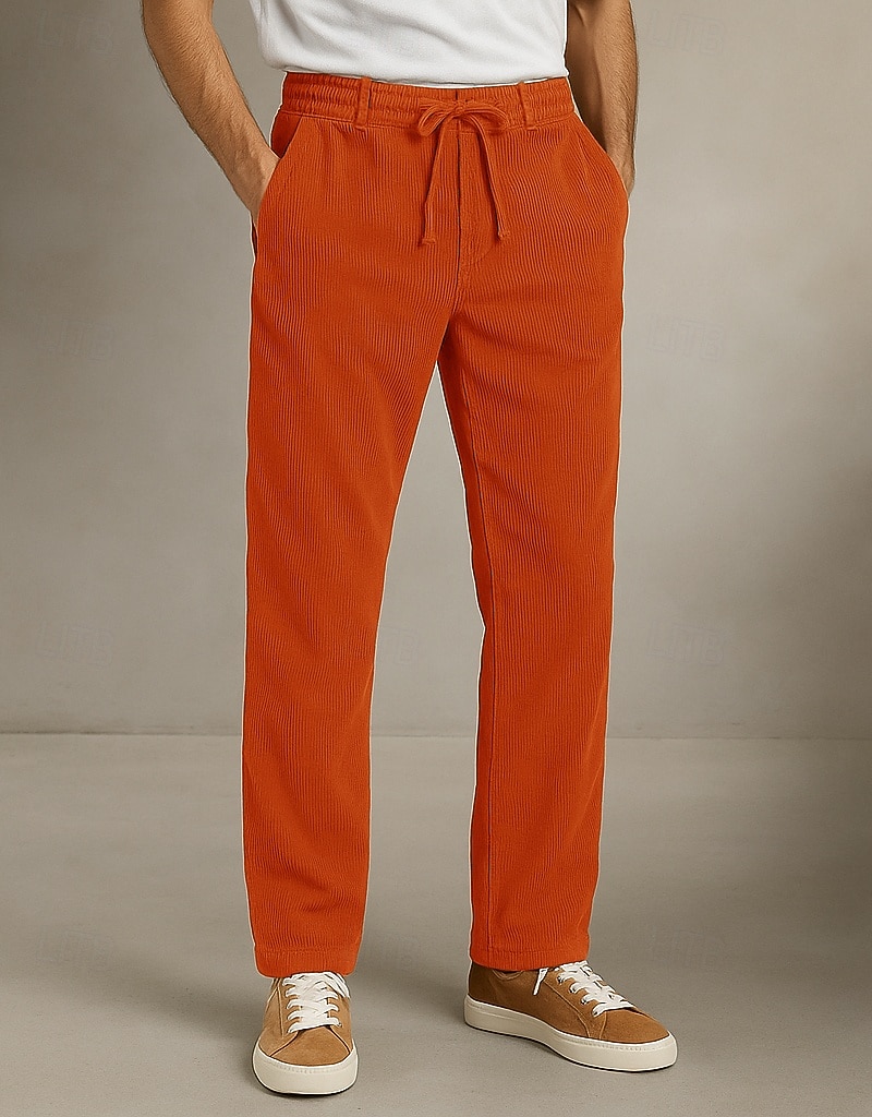 Per uomo Pantaloni in velluto a coste Pantaloni Pantaloni Eleganti Pantaloni Larghi Coulisse Tasca Frontale Semplice Comodità Lunghezza intera All'aperto Casa Feste Vacanza Moda Nero Blu marino del 2025 a $23.99 –P4