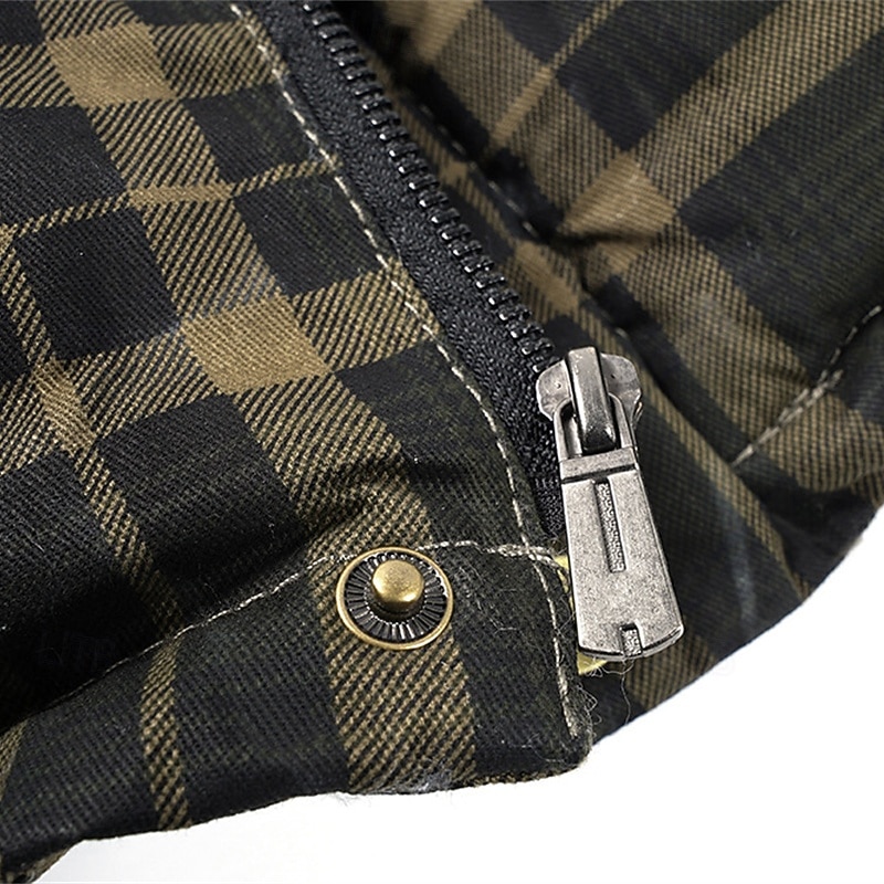 Per uomo Gilet imbottito Gilet Vacanza Quotidiano Data Moda Casual Autunno Inverno Tasca Poliestere Caldo Confortevole Plaid Cerniera Con Cappuccio Vestibilità regolare Rosso Verde Verde militare del 2026 a $69.99 –P14