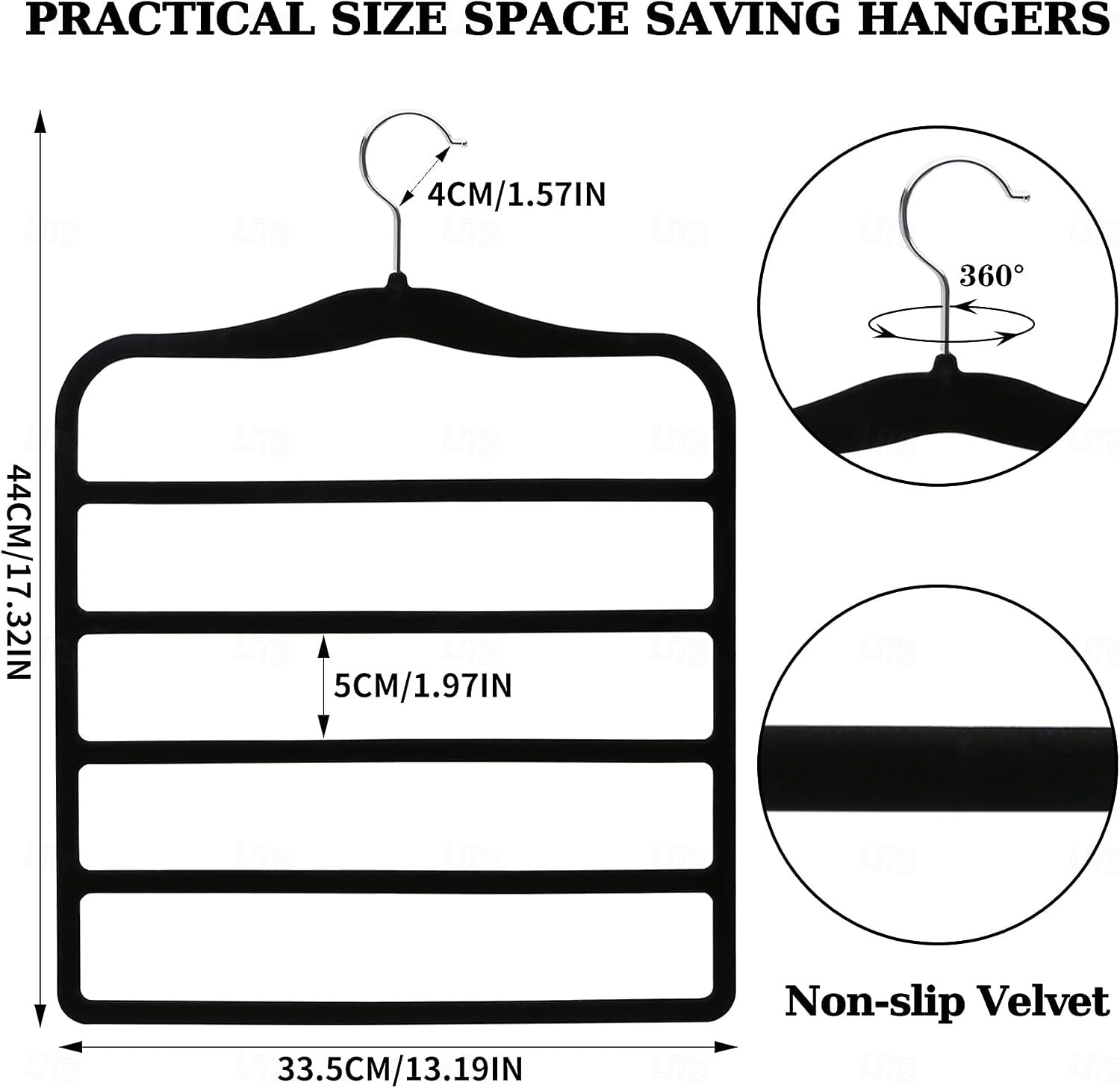 Lot de 3 organisateurs de placard et de rangement en velours pour pantalons, cintres, gain de place, organisateur antidérapant à 5 niveaux pour foulards et jeans, essentiels pour dortoirs pour de 2025 ? $16.49 –P7