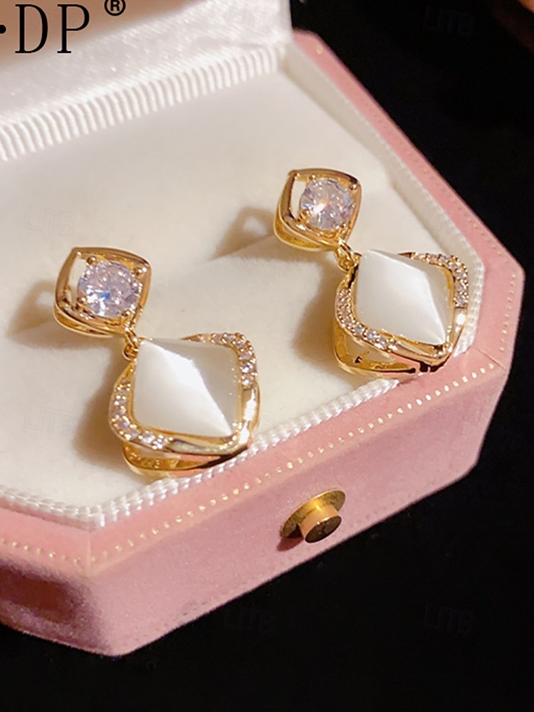 Элегантные женские позолоченные серьги-подвески с кошачьим глазом и цирконом, доступные в вариантах гвоздиков и клипс для свадеб, вечеринок и торжественных случаев 2026 - $11.99 –P6