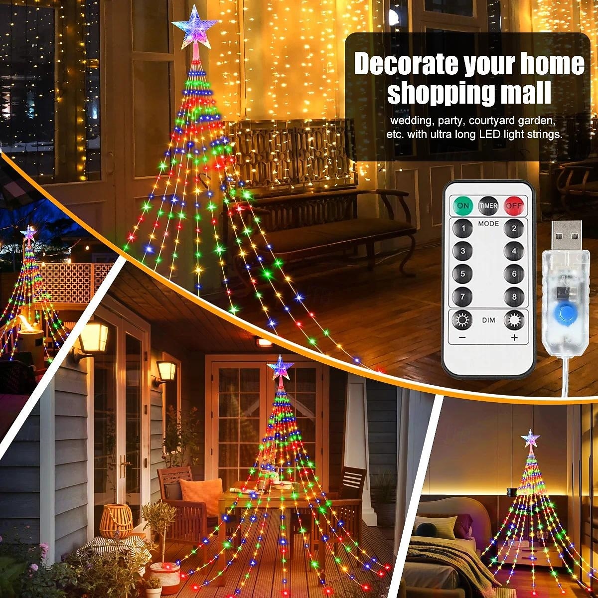 1 Pc 3M-288 Leds  Star String Lights Indoor and Outdoor Courtyard Wedding Festival Party Tree Lights 8 Function Timer Remote Control USB Power Supply 2026 - $21.99 –P3