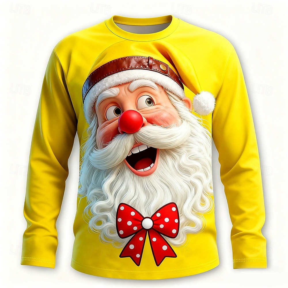 Natale Per uomo Babbo Natale Divertente Maglietta Manica Lunga maglietta Stampa 3D Girocollo Camicia Moda Essenziale 3D Streetwear Casuale Quotidiano Blu Giallo Rosso Estate Primavera Abbigliamento S del 2025 a $23.99 –P3
