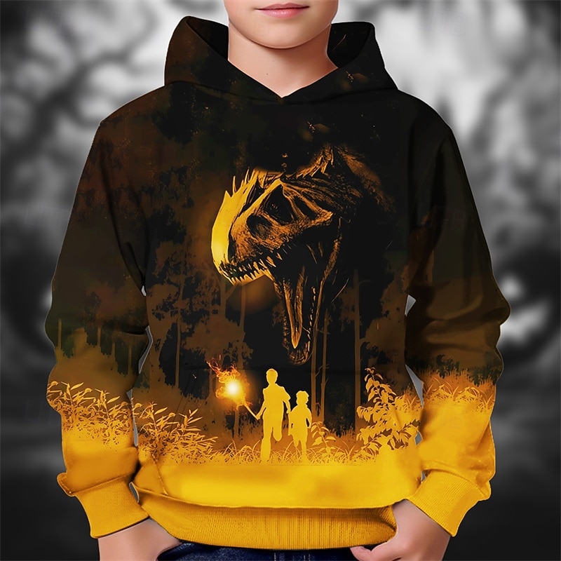 Halloween Pojkar 3D Dinosaurie Huvtröja Långärmad Vår Höst Mode Streetwear Barn 4-12 år Huva Utomhus Ledigt Dagligen Normal 2025 - $18.99 –P1
