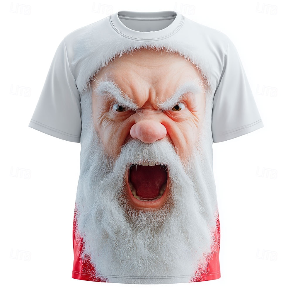 Weihnachten Herren Weihnachtsmann 3D T Shirt Kurzarm T-Shirt 3D-Druck Rundhalsausschnitt Hemd Täglich Designer Künstlerisch Urlaub Party Straße Weiß 1 Rot 3 Rote Ganzjahres Bekleidung S M L XL XXL 2025 - $20.99 –P3