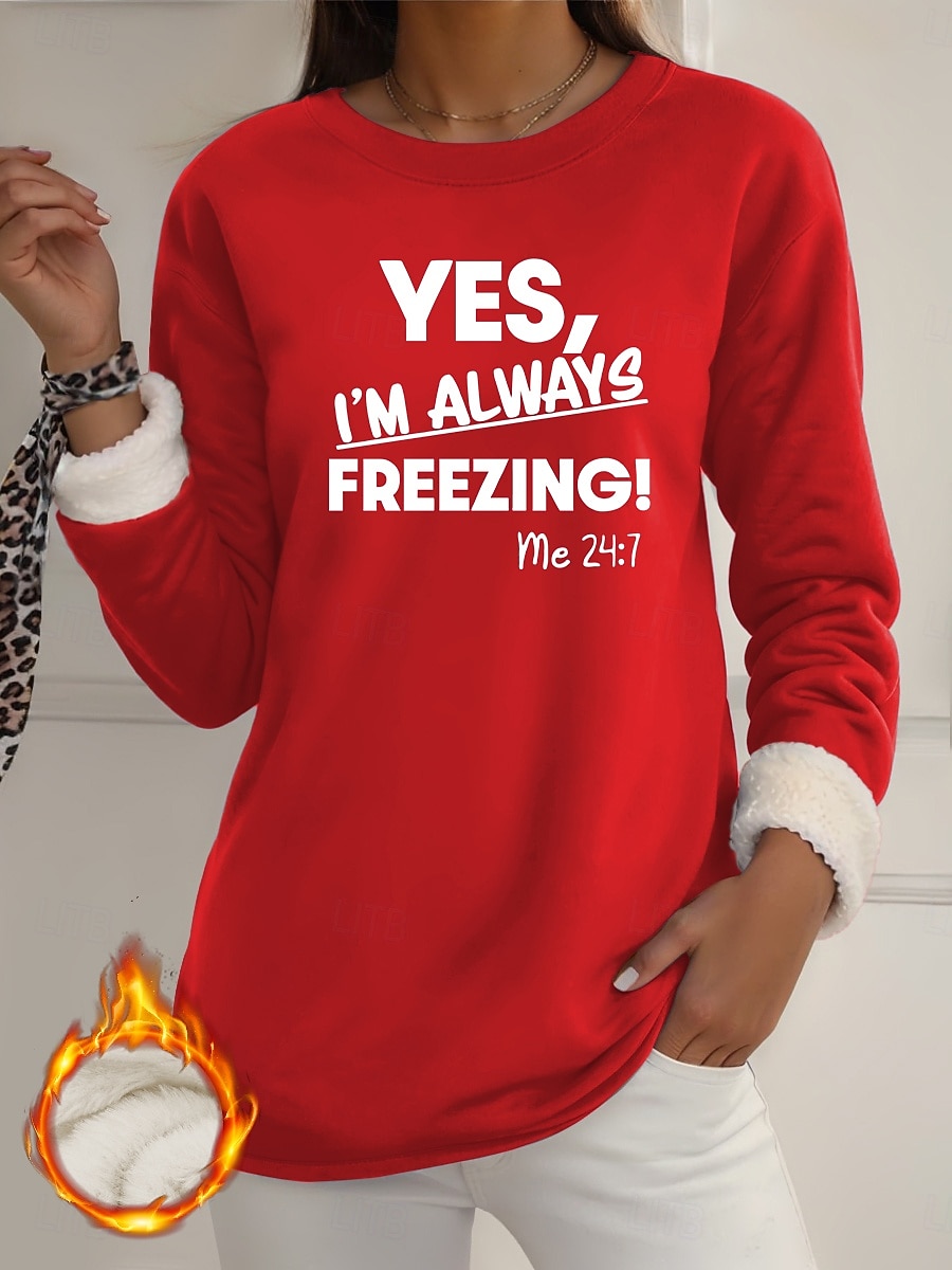 Damskie Bluza z podszewką z polaru, piżama Bluza z kapturem Pullover Bluzy Nadruk Litera Ciepłe Moda miejska Codzienny Długi rękaw Półgolf Zwykłe topy Codzienny Dom Na co dzień Niebieski Czarny 2026 - $27.99 –P7