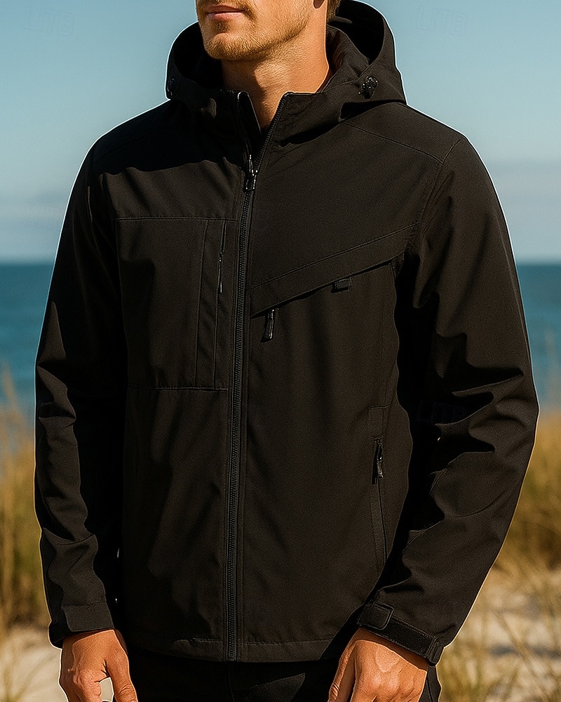 Men's Windbreaker Softshell Jacket Hiking Jacket Outdoor Waterproof Windproof Hiking Outfits Hiking Clothes Spring Autumn / Fall Top Fishing Camping / Hiking / Caving Running Solid Color Black Army 2026 - $53.99 –P9
