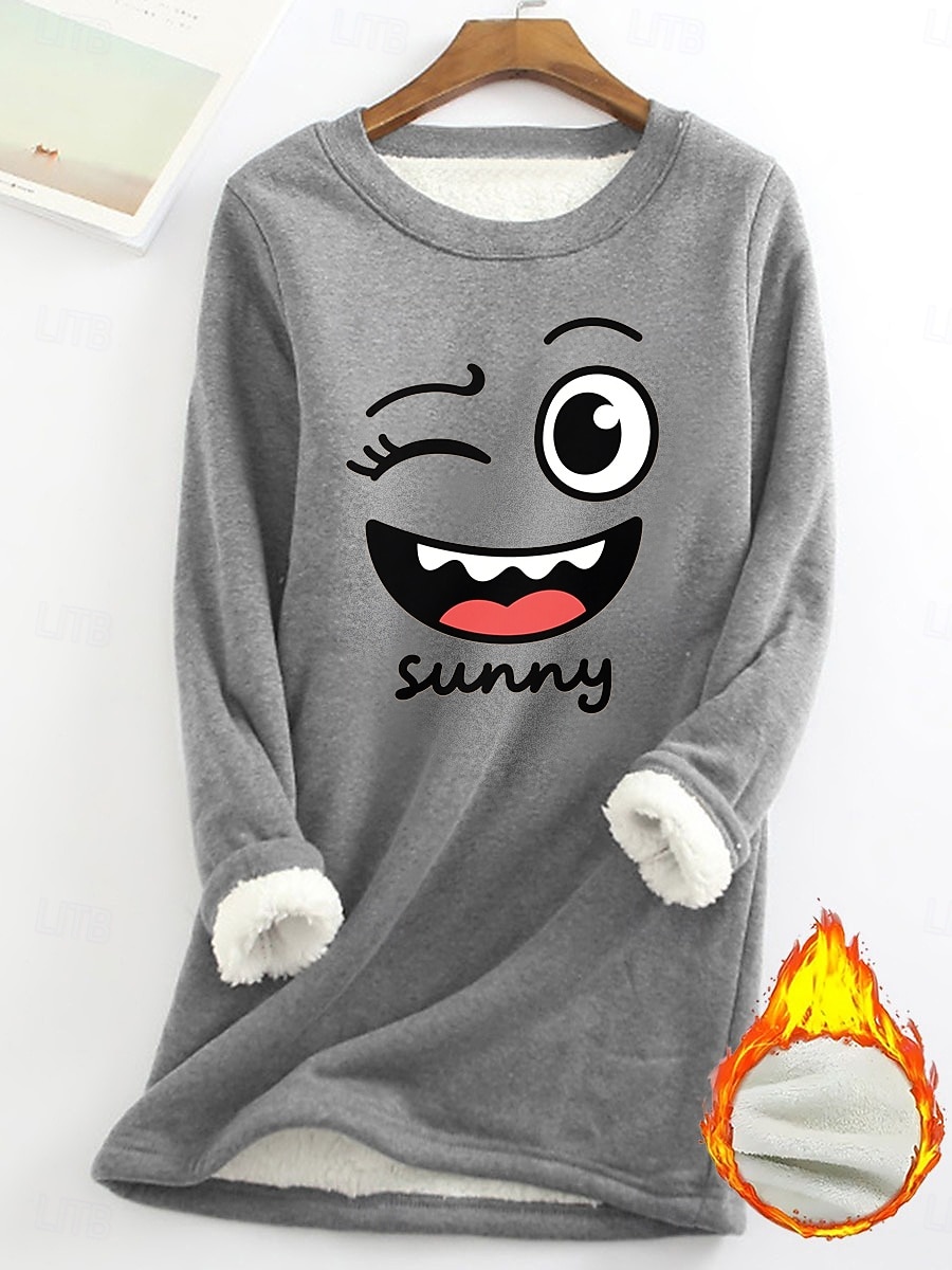 Mulheres Pijama de moletom com forro de lã Moletom Pullover camisolas Gráfico Quente Roupa de rua Casual Manga Longa Gola Redonda Tops longos Casa Dia a Dia Casual Imprimir Preto Amarelo Rosa Rosa de 2025 por $23.99 –P8