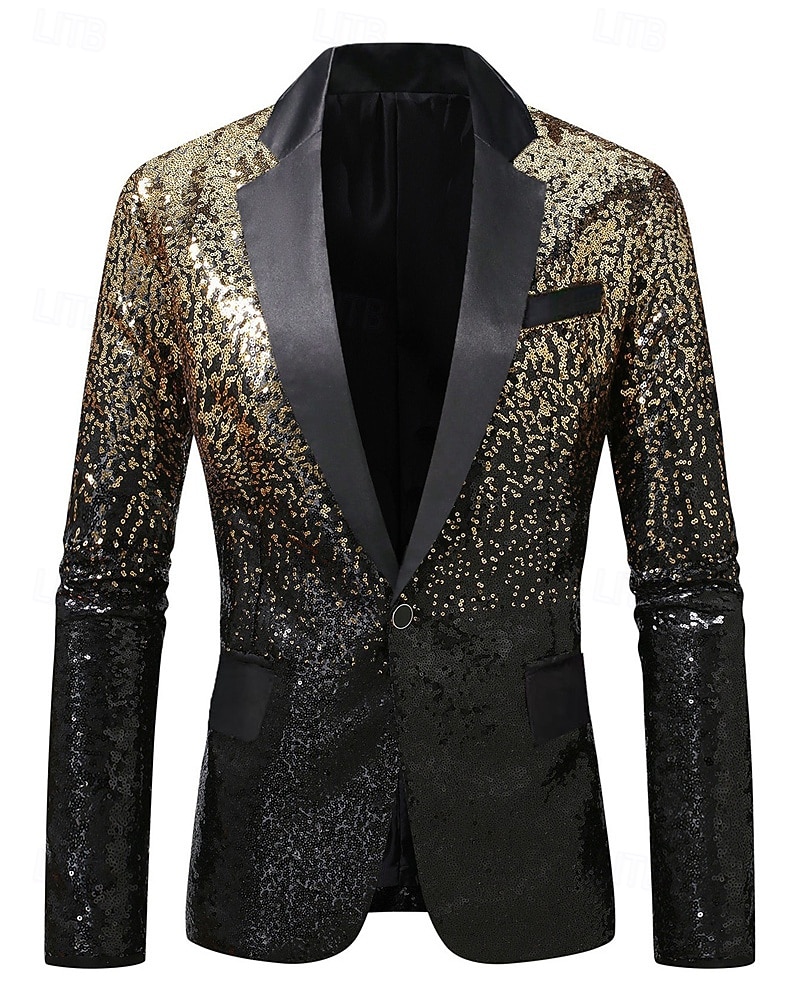 رجالي سترة عمل حفلة كوكتيل حفلة الزفاف موضة كاجوال الربيع الخريف بوليستر تدريجي ترتر جيب مريح صدر فردي سترة رياضية أزرق أرجواني ذهبي أخضر 2025 - $84.99 –P7