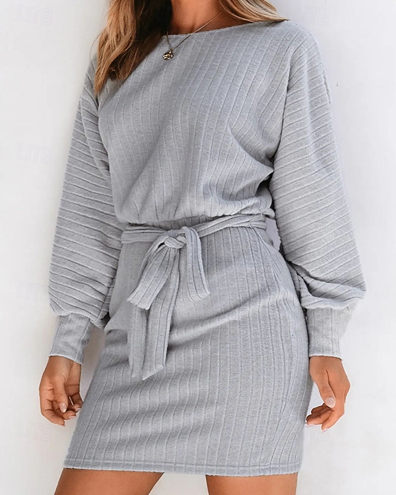 Femmes Mini Robe Robe Pull Robe Décontractée Robe fourreau Élégant Moderne Manche Chauve-souris Quotidien Fête Sortir Coupe régulière Uni manche longue Col ras du cou Grise Printemps Automne de 2025 ? $29.99 –P1
